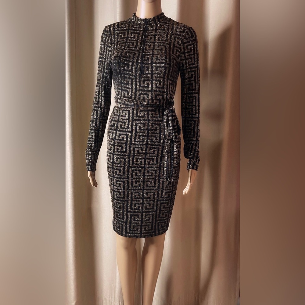 Black & Gold Midi Dress - Picture 2 of 7